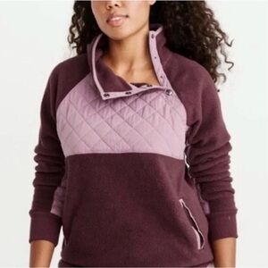 Abercrombie Burgundy Purple Asymmetrical Snap Quilted Fleece Pullover Medium